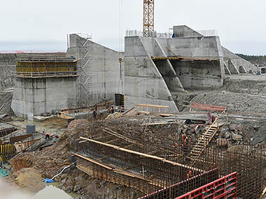 Белопорожские ГЭС. Строительство гидротехнических сооружений